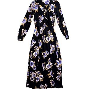Nine Britton Stitch Fix Exclusive Faux Wrap Maxi Dress Womens Small Black Floral
